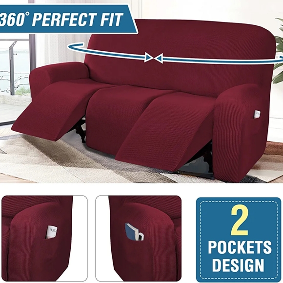 3 Seaters Super Stretch Recliner Sofa Covers Reclining Couch Cover Recliner Sofa - Picture 5 of 8